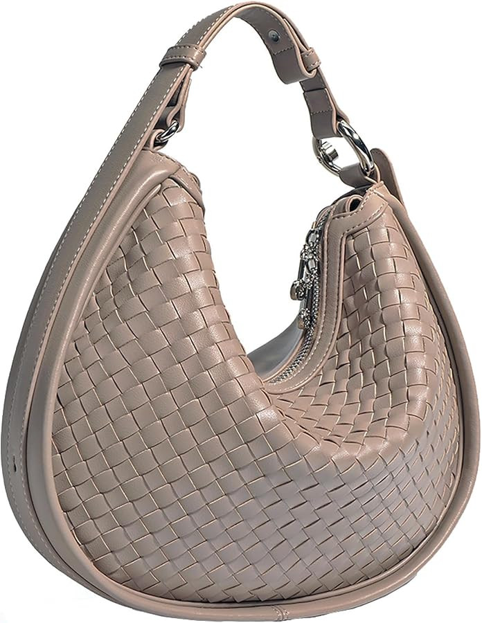 Woven Crossbody Bag Leather Crescent Bag Woven Tote Bag Crossbody Purse for Women Handbag Shoulde... | Amazon (US)