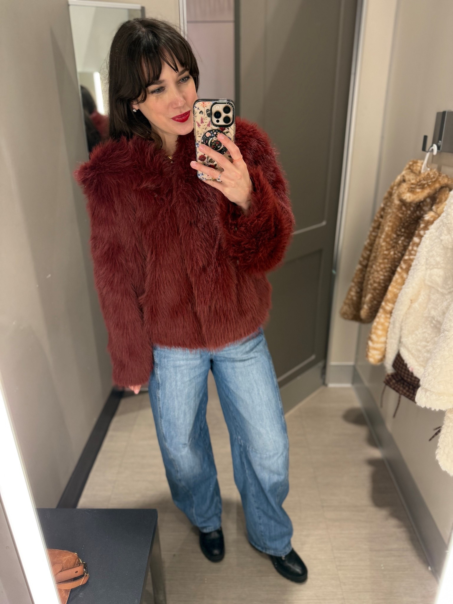 This faux fur burgundy jacket is just $33 currently! 

#LTKFindsUnder50 #LTKSaleAlert #LTKFindsUnder100