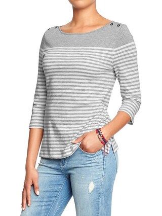 Womens Striped Boatneck Tops Size L - Gray stripe | Old Navy US