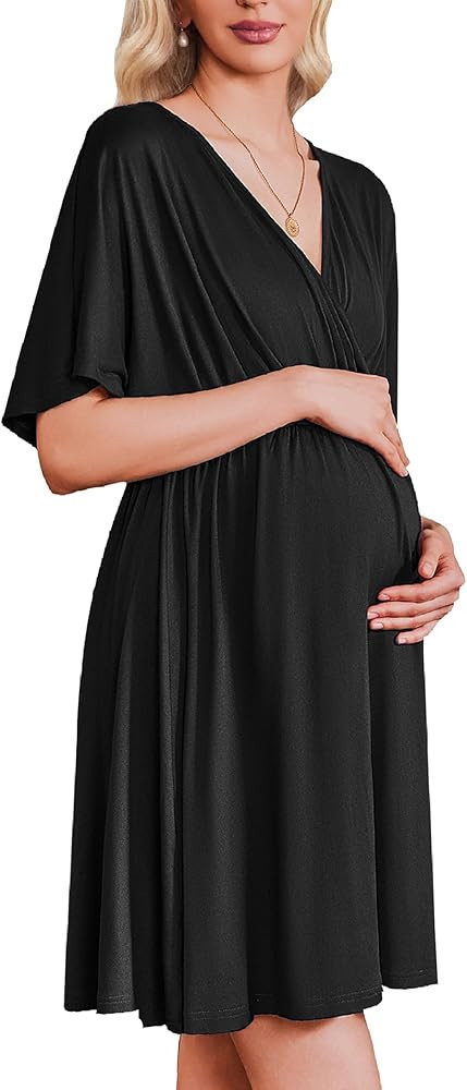 Ekouaer 3 in 1 Labor and Delivery Gown for Hospital Short Sleeve Maternity Nursing Dress Nightgow... | Amazon (US)
