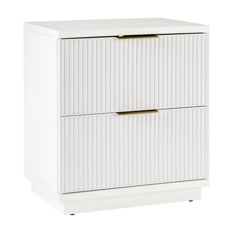 (2 pack) Better Homes & Gardens Lillian Fluted 2-Drawer Nightstand with USB, White Finish | Walmart (US)