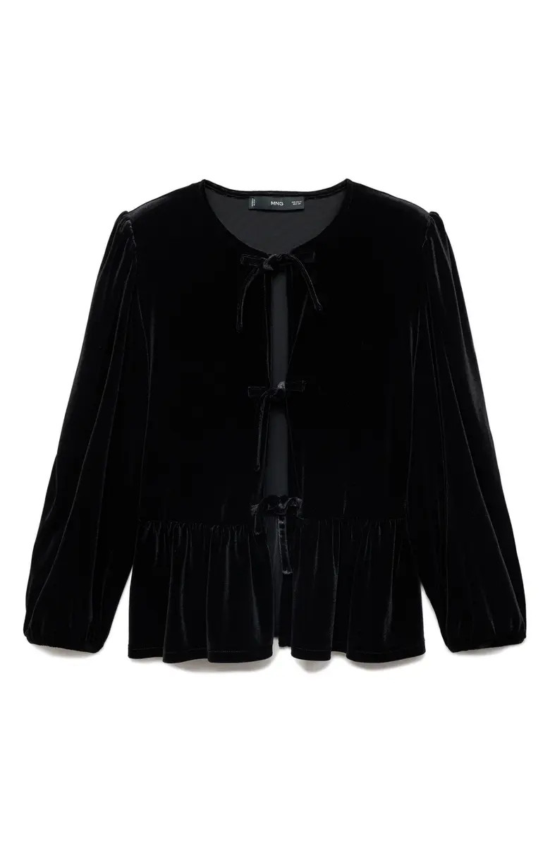 MANGO Bow Velvet Top | Nordstrom | Nordstrom