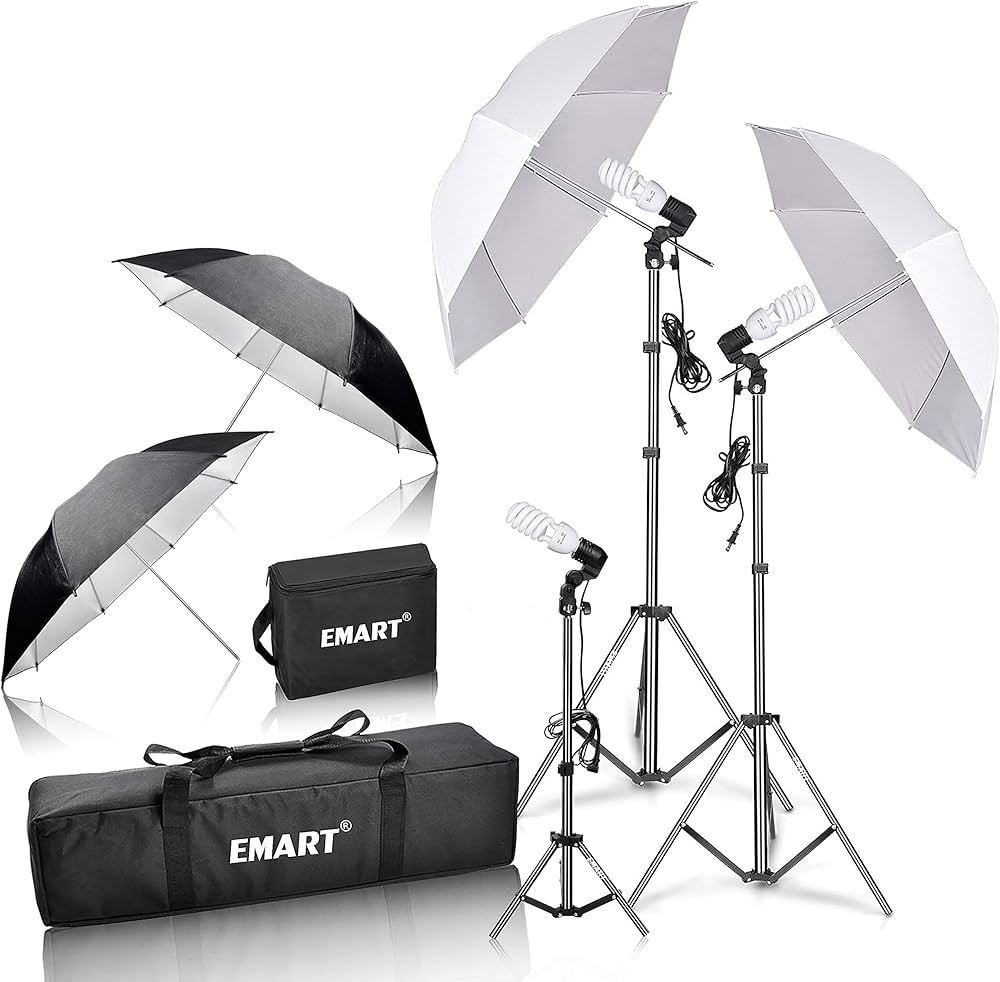 EMART Umbrella Photography Lighting Kit with 700W CFL 5500K Bulbs,Soft Light Continuous Reflectiv... | Amazon (US)