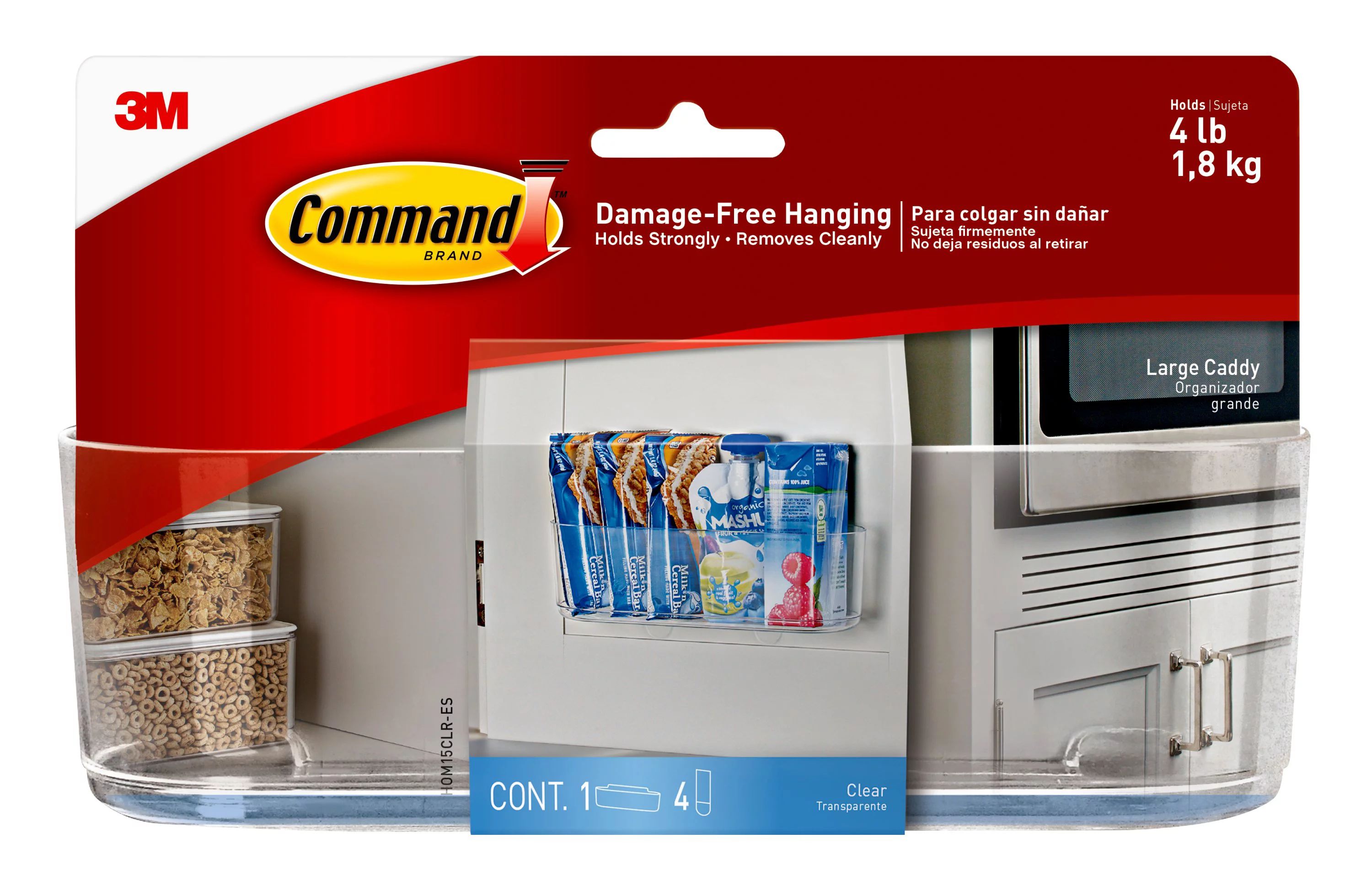 Command Caddy, Clear, Large, 1 Caddy, 4 Strips Per Pack | Walmart (US)