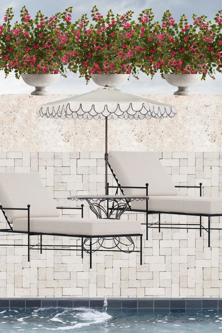 Backyard poolside outdoor design 

Outdoor chaise, patio umbrella, outdoor chair, exterior design 

#LTKhome #LTKsalealert #LTKSeasonal