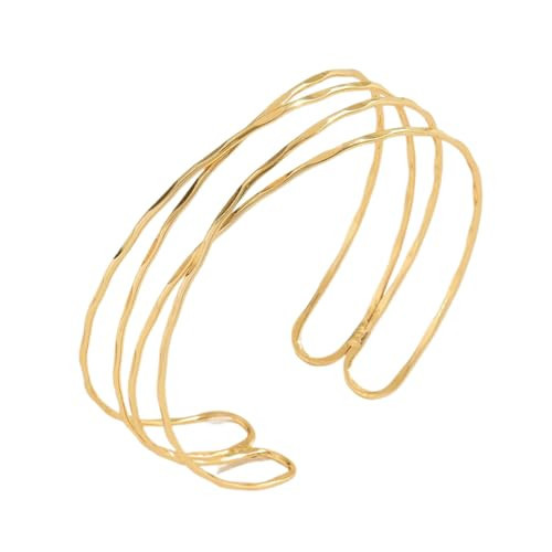 Nexoluxa Gold Arm Cuff Jewelry for Women Upper Arm Bracelet Bangle Metal Adjustable Gold/Silver Plated, GOLD B | Amazon (US)