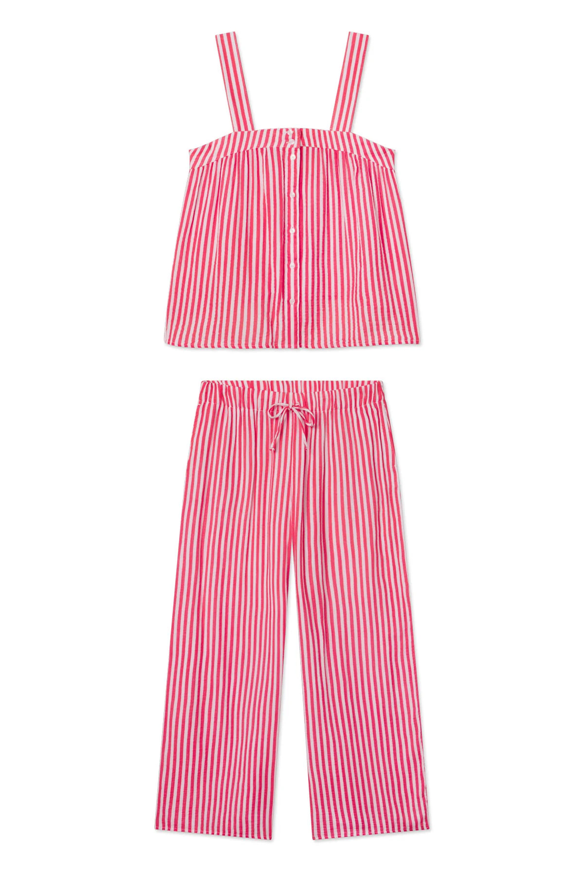 Hamptons Pants Set in Bougainvillea Awning Stripe | Lake Pajamas