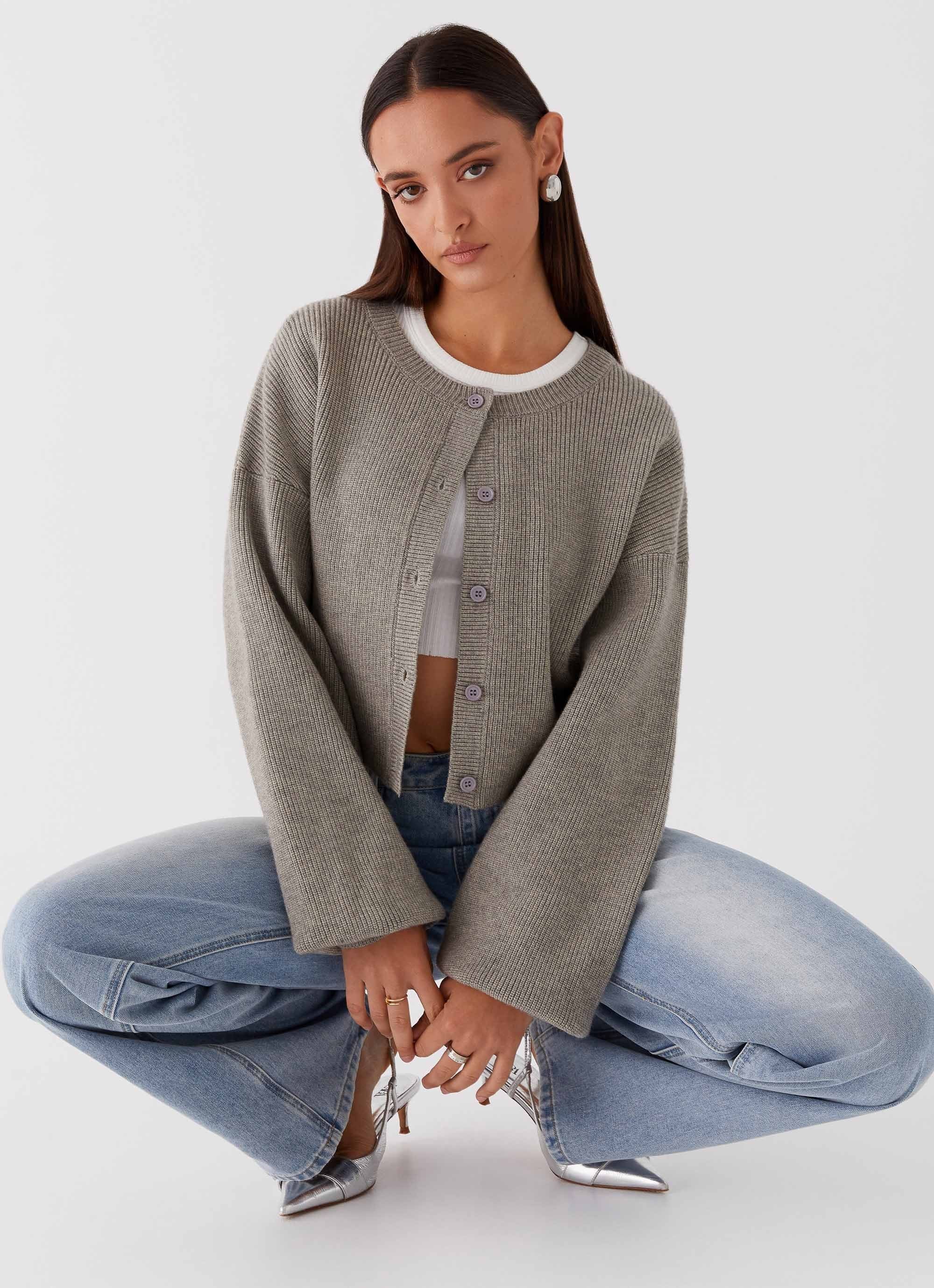 Daphne Knit Cardigan - Light Grey | Peppermayo (Global)