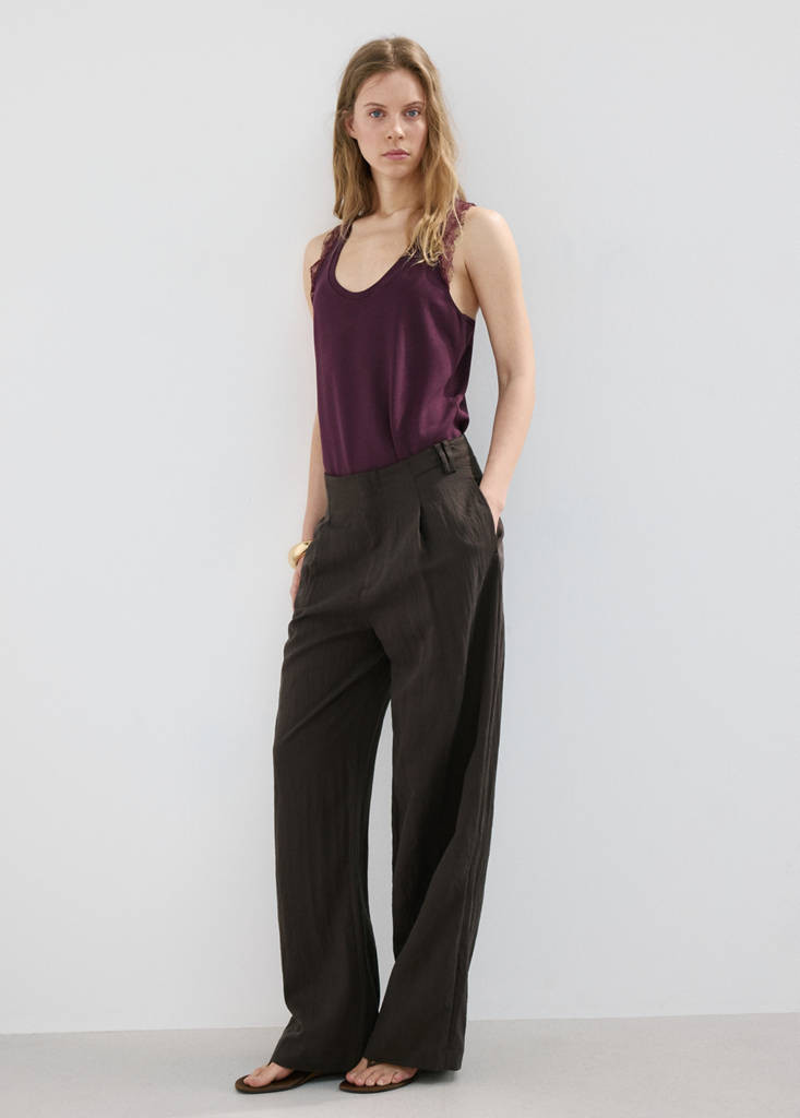 Knit top with lace back purple - Woman - L - MANGO | Mango (US/MX/AU)