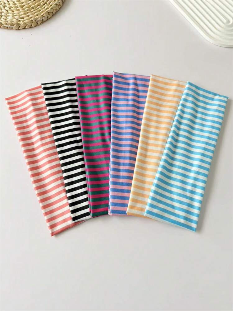 3pcs/4pcs/6pcs Women Fashion Sports Headbands Set, Striped Pattern, Suitable For Fitness, Running, Yoga, Sweat-Absorbing Hair Bands, Casual Hair Accessories, Daily Hairstyle Decoration | SHEIN