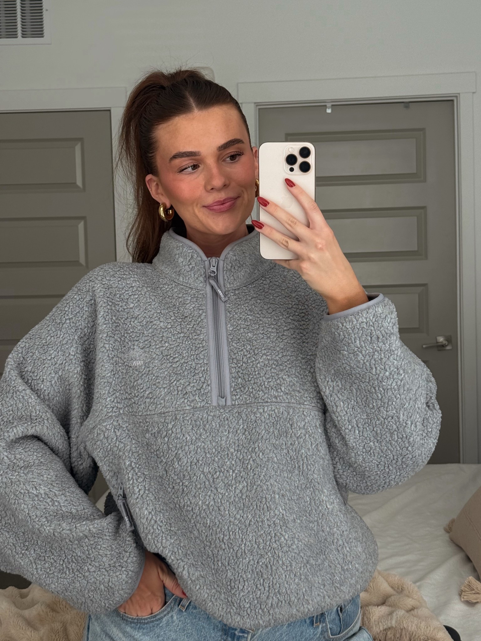 Grey half zip up fleece 
