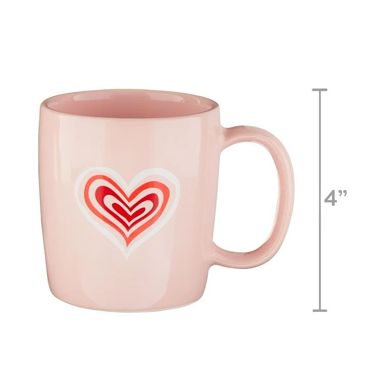 Valentine's Day 15 oz Pink Glazed Ceramic Mug with Heart Design by Way To Celebrate | Walmart (US)