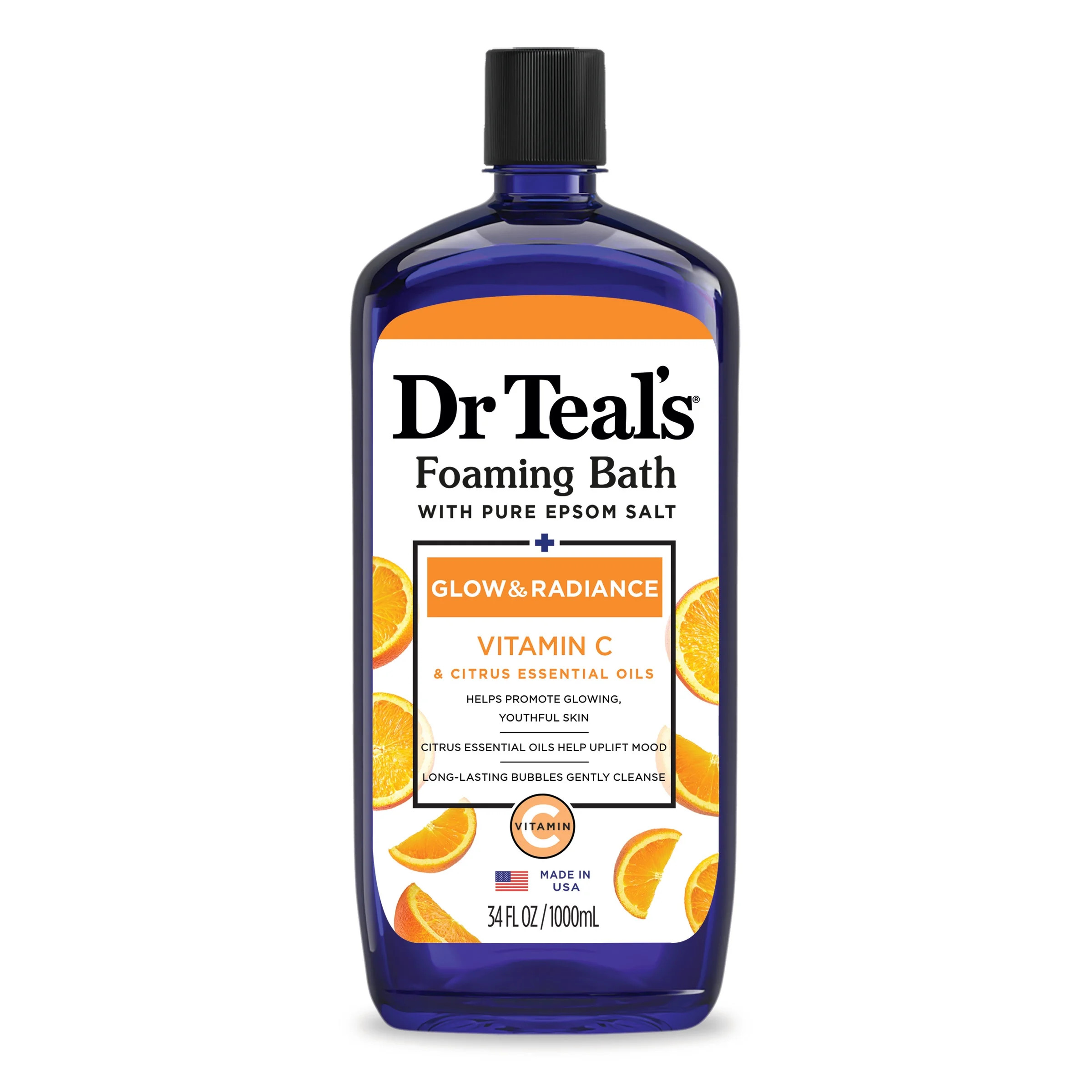 Dr Teal's Foaming Bath with Pure Epsom Salt, Glow & Radiance with Vitamin C & Essential Oils, 34 ... | Walmart (US)