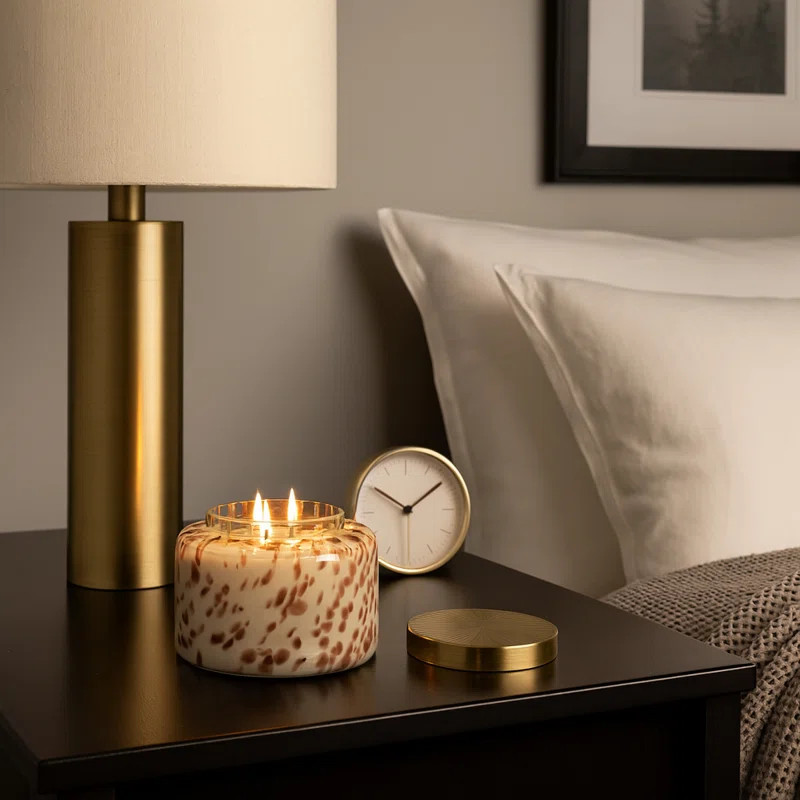 Decorative Scented Candle with Lid for Living Room Decor - Modern Glass Candle for Coffee Table, ... | Wayfair North America