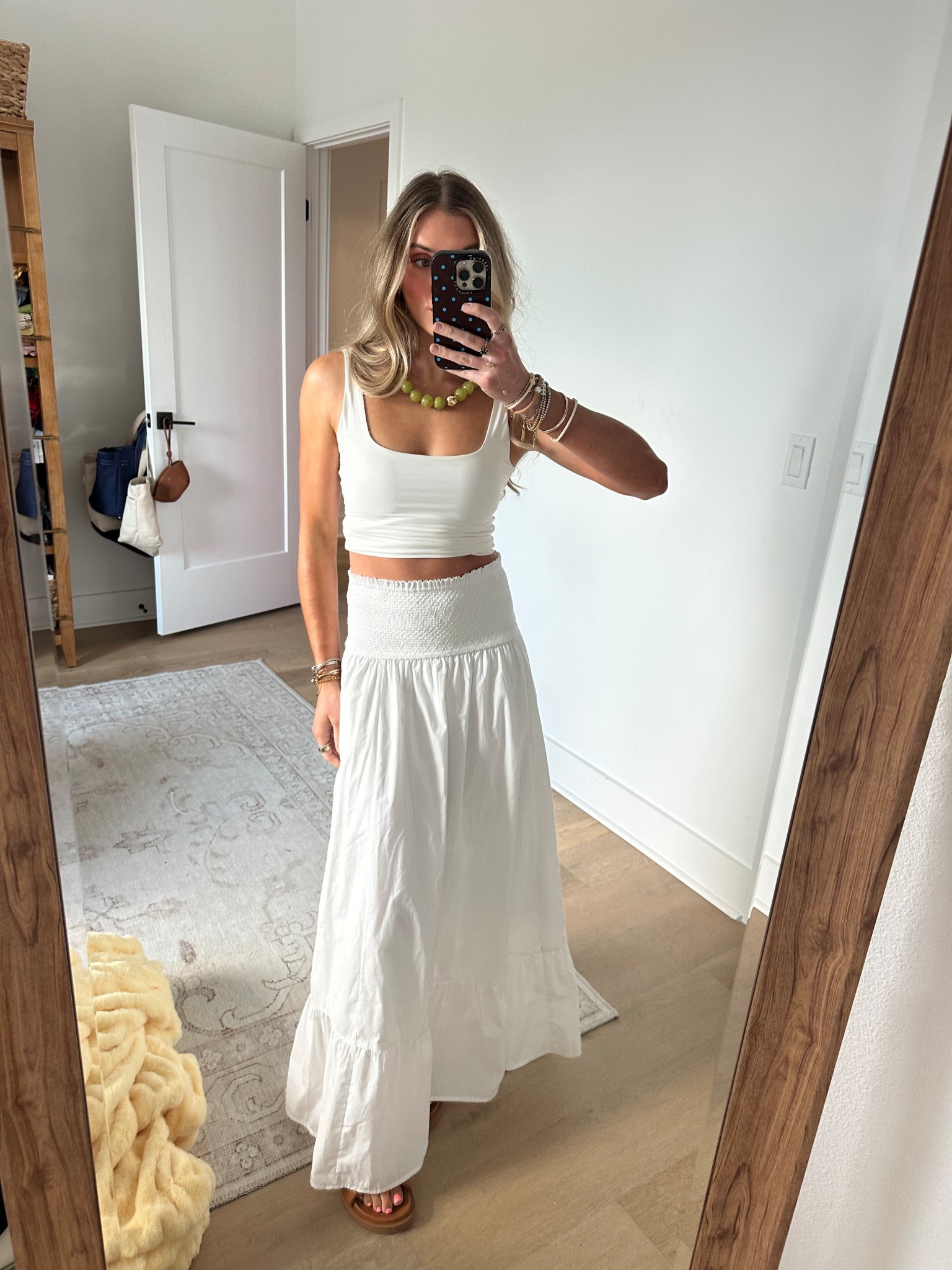 Girls dinner outfit needed something comfy but still stylish of course. My skirt is a convertible dress and skirt from @abercrombie size xs plus it has pockets. My tank top is a PUMIEY find size xs and it’s a skims look for less. My necklace is from @baublebar!! 

#LTKSeasonal #LTKootd #LTKgrwm