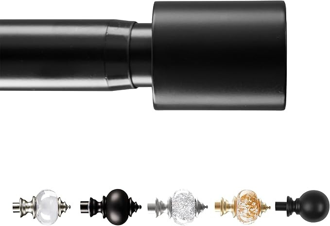 Deconovo Heavy-Duty Black Cylinder Curtain Rod, Adjustable 48-84 Inch Decorative Window Rod, 3/4 ... | Amazon (US)