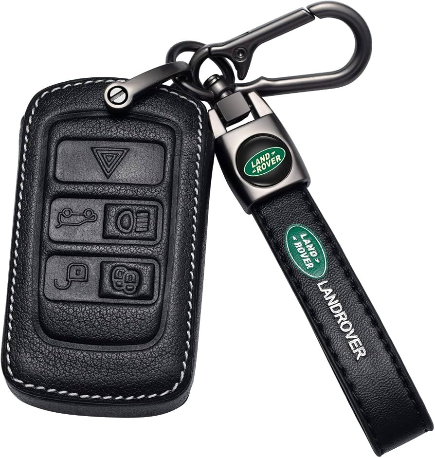 Car Key Case Genuine Leather Protector with Keychain fit for Range Rover Evoque Velar Discovery L... | Amazon (US)