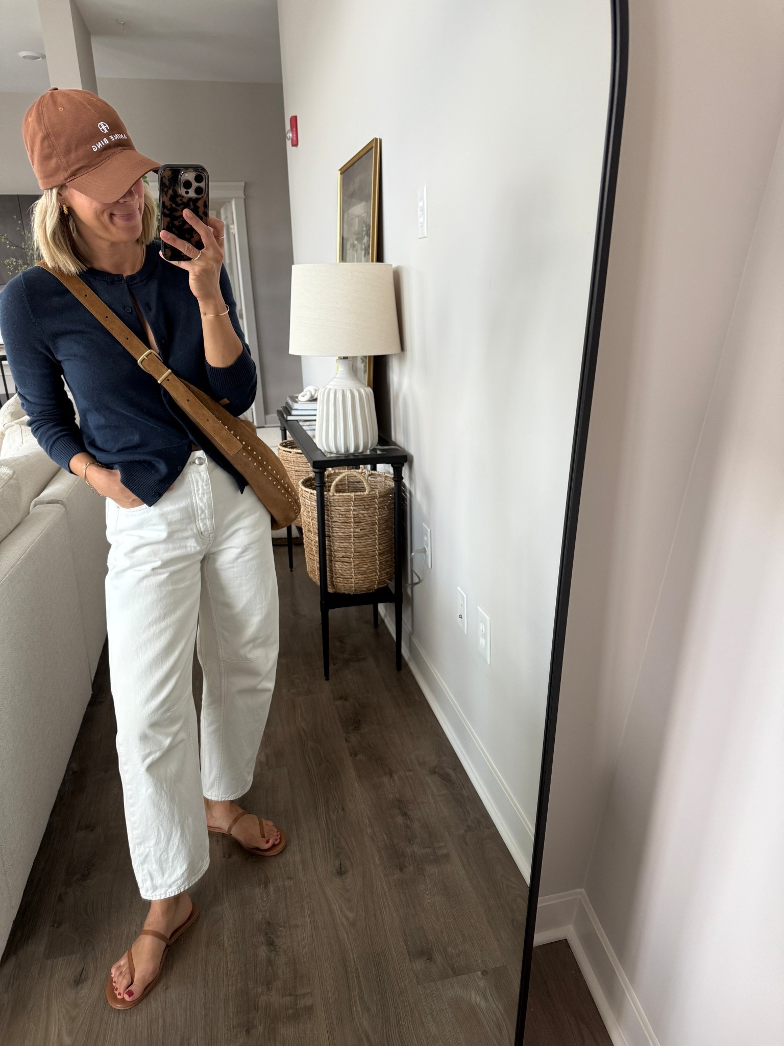 Wearing small cardigan, 24 jeans (runs big, sized down two sizes), sandals tts 

#LTKOver40 #LTKStyleTip #LTKFindsUnder100