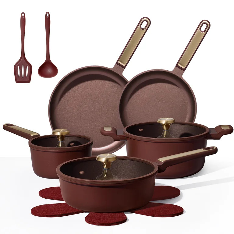 Carote 14-Piece Pots and Pans Set, Ceramic Nonstick Cookware Set with Utensils,Induction Compatib... | Walmart (US)