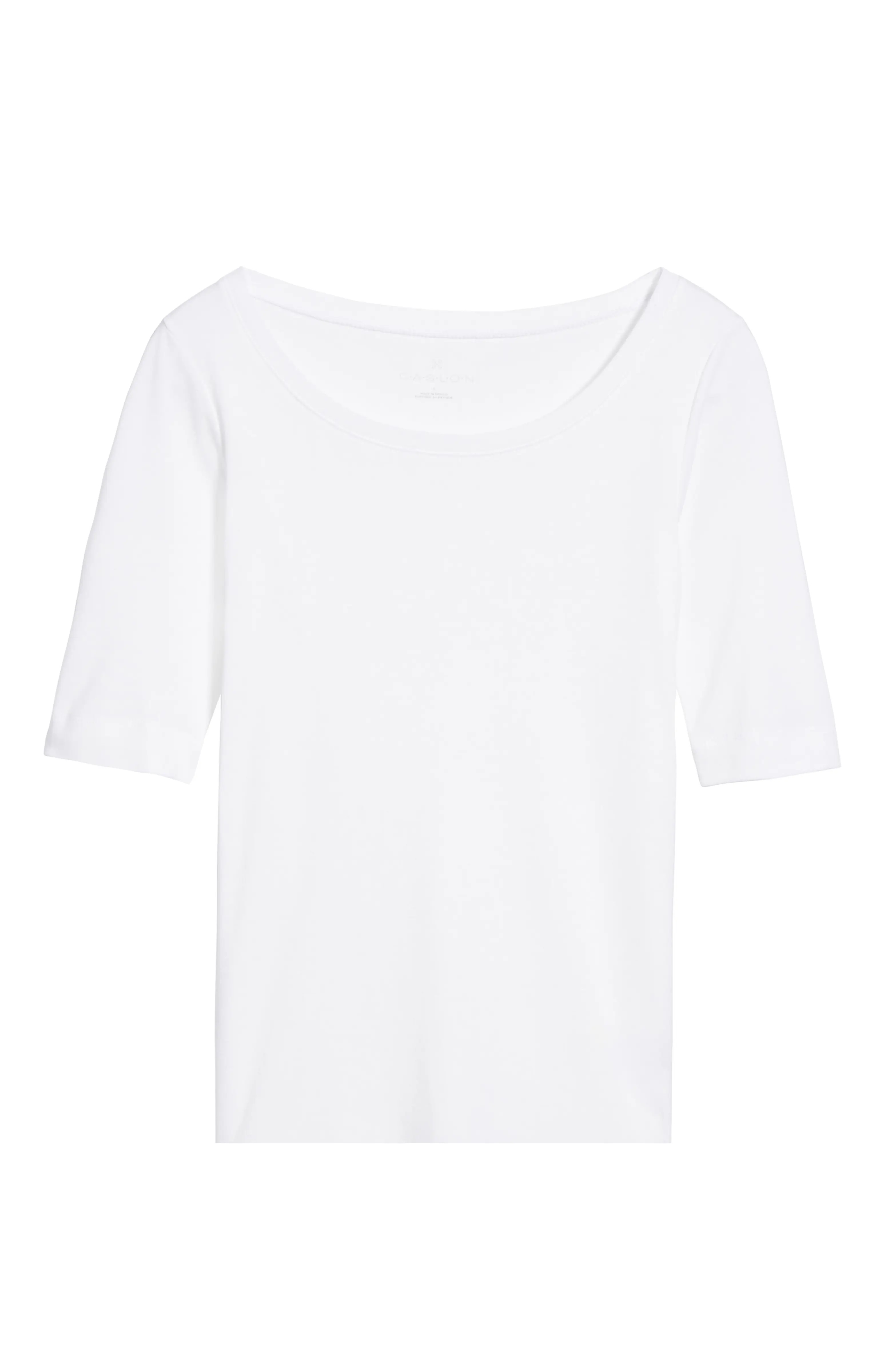 Ballet Neck Cotton & Modal Knit Elbow Sleeve Tee | Nordstrom