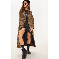 Tan Belted Leopard Coat | PrettyLittleThing US