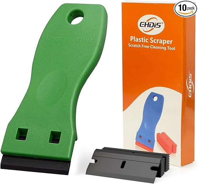 EHDIS 1.5" Plastic Razor Scraper with 10pcs Double Edged Plastic Blades for Removing Labels Stick... | Amazon (US)