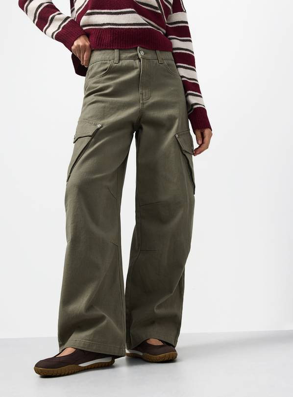 Buy Khaki Cargo Pocket Relaxed Barrel Jeans 14S | Jeans | Tu | Tu Clothing