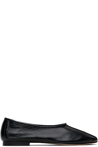 Black Prudence Creased Leather Ballet Flats | SSENSE