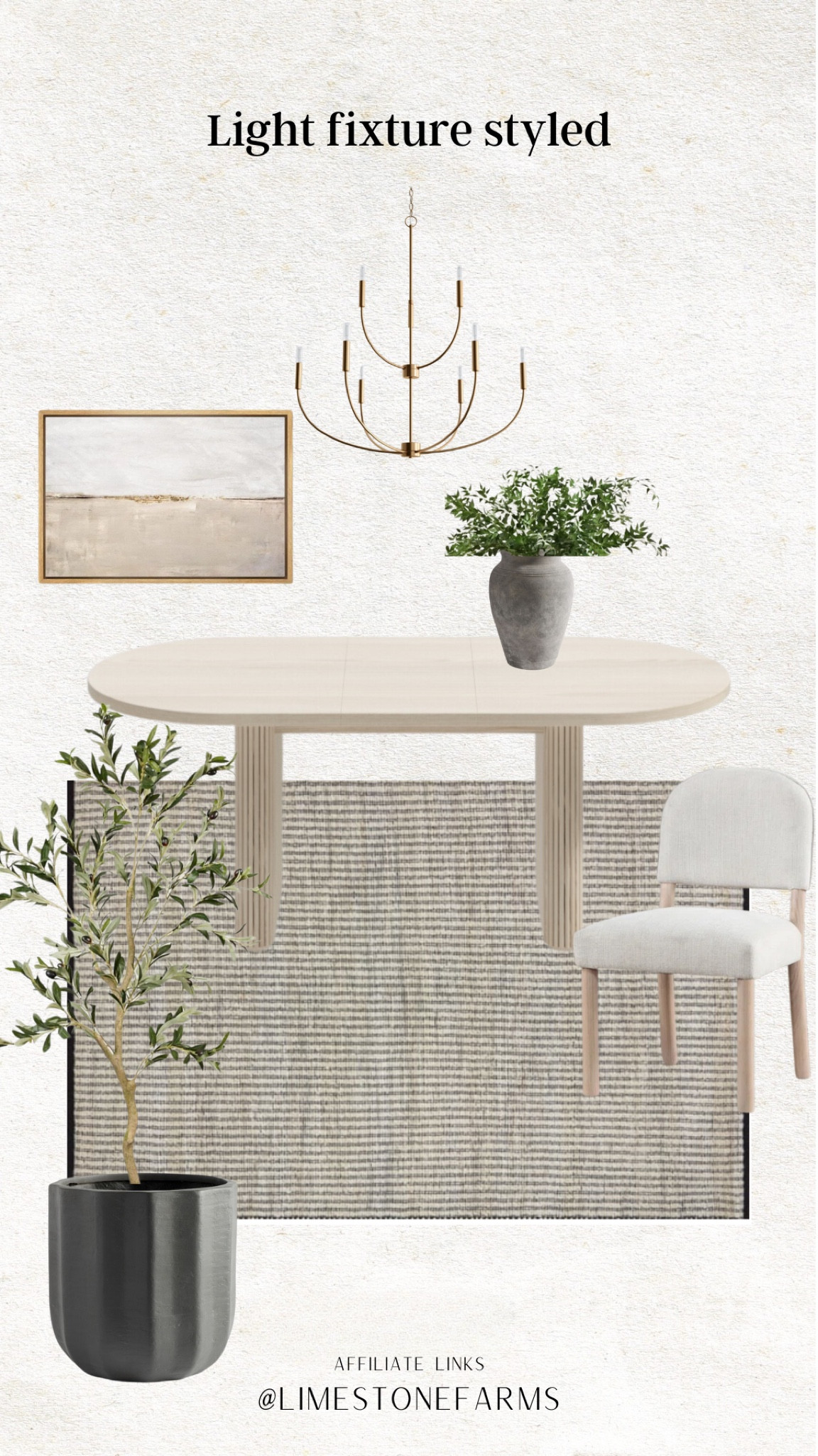 Dining room styling | light fixture | chandelier | transitional dining room | olive tree plant | planter | afloral stems | pottery barn vase | fluted dining room table | dining room chair | canvas print art | neutral rug

#LTKstyletip #LTKsalealert #LTKhome