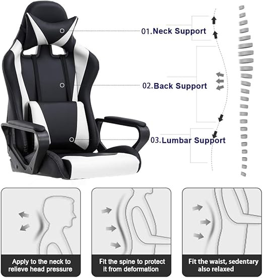 BestOffice High-Back Gaming Chair PC Office Chair Computer Racing Chair PU Desk Task Chair Ergono... | Amazon (US)