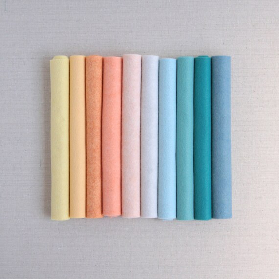 Wool Felt // Mermaid Lagoon // Pastel Felt Assortment, Water Color Palette, Merino Felt Sheets, DIY  | Etsy (US)