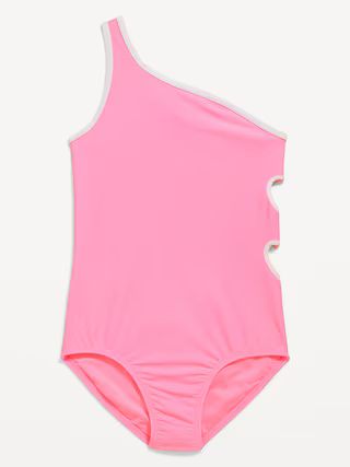 One-Shoulder Side-Cutout One-Piece Swimsuit for Girls | Old Navy (US)