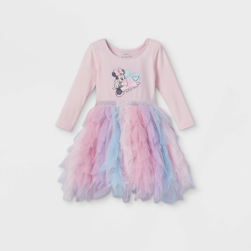 Toddler Girls' Disney Minnie Mouse Elsa Long Sleeve Tutu Dress - Light | Target