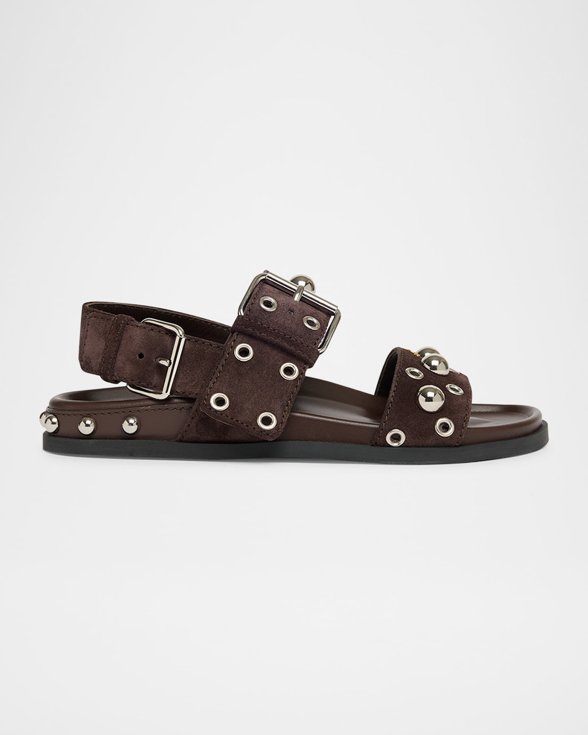 Nellcote Studded Ankle-Strap Suede Sandals | Neiman Marcus
