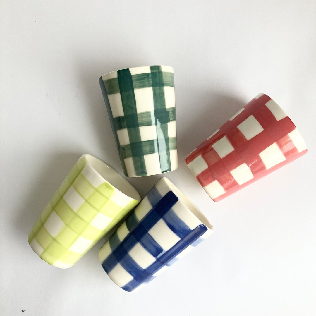 PLAID Ceramic Cup - Etsy | Etsy (US)