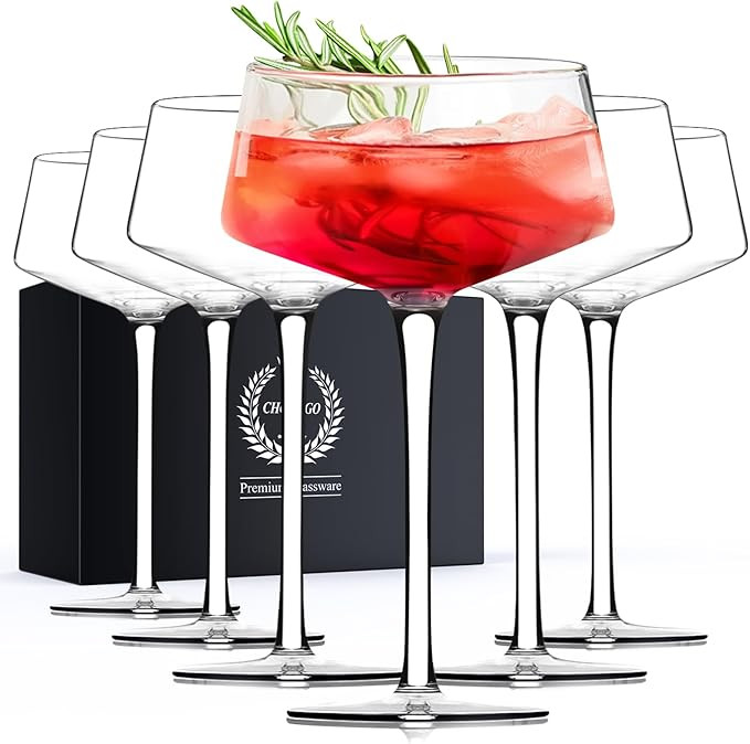 Chouggo Martini Glasses Set of 6, 8Oz Coupe Cocktail Glasses, Hand Blown Premium Crystal Cocktail... | Amazon (US)