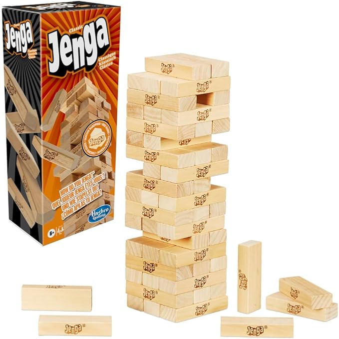 Hasbro Gaming Jenga Classic Game with Genuine Hardwood Blocks,Stacking Tower Game for 1 or More P... | Amazon (US)