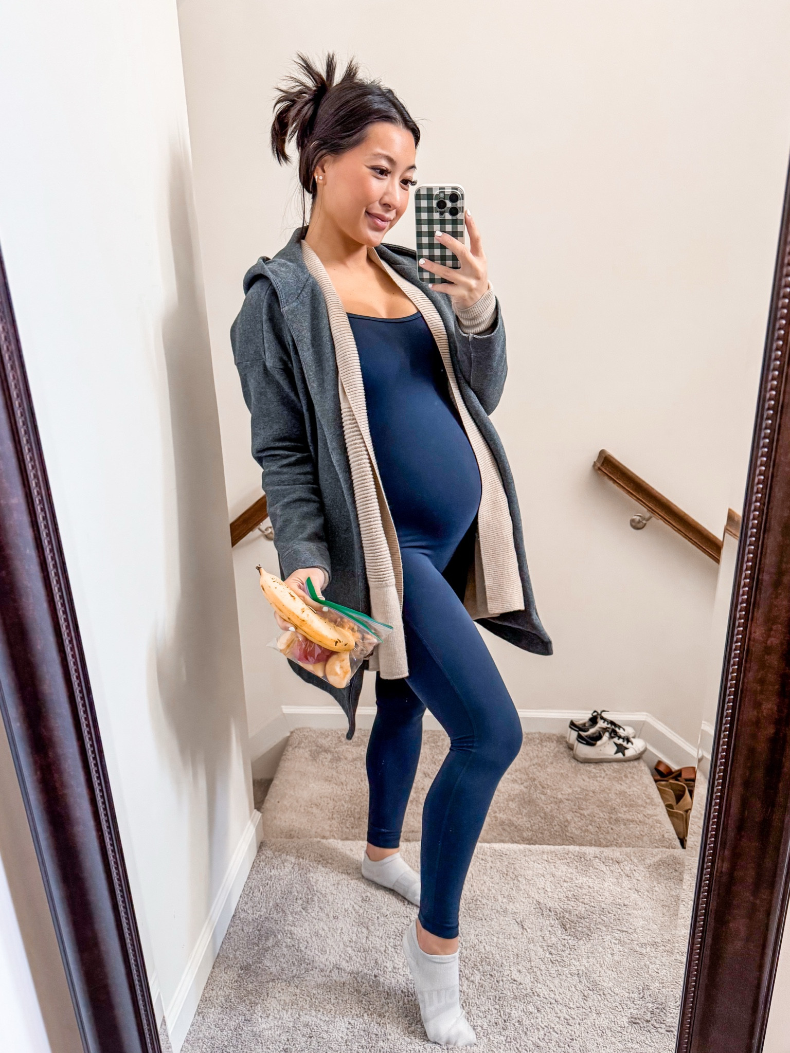 Onesie/ jumpsuit- I love these when running errands or on the go. Today I wore it for a hair appointment! Very stretchy and comfy. Does not have bra padding, so I wear a bralette under. Wearing size XSMALL

coatigan, cardigan, long coats- wearing XSMALL

I wore mini shirt Uggs! TTS! 

Bump
Maternity
Pregnancy 
Pregnant 
Maternity style
Maternity trend
Maternity outfit
Winter 
Athleisure 
Active wear


#LTKBump #LTKPetite #LTKSeasonal