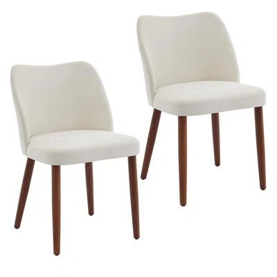 Upholstered Dining Chairs Set of 2, Modern Linen Kitchen Chairs with Cushioned Seat and Wood Legs | Wayfair North America