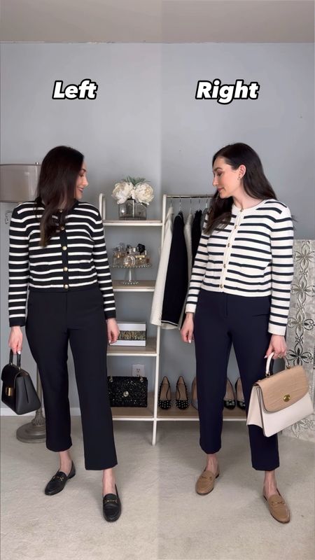 Sharing two similar work outfits in different colorways! Which do you prefer: left or right?⬇️ 



#workwear #injcrew #stripedcardigan #dressforwork #officewearstyle #expressyou #weartowork #businesscasual #loafers 

#LTKshoecrush #LTKstyletip #LTKworkwear