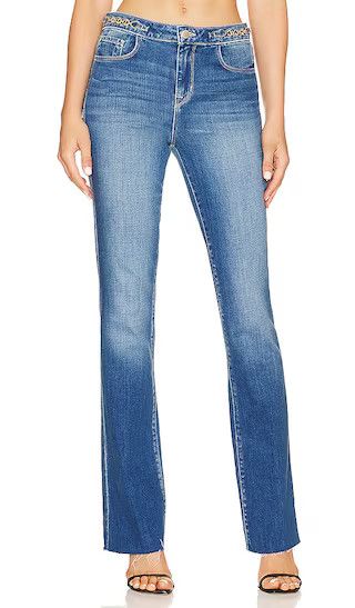 Ruth High Rise Straight Gold Chain Jeans in Century | Revolve Clothing (Global)