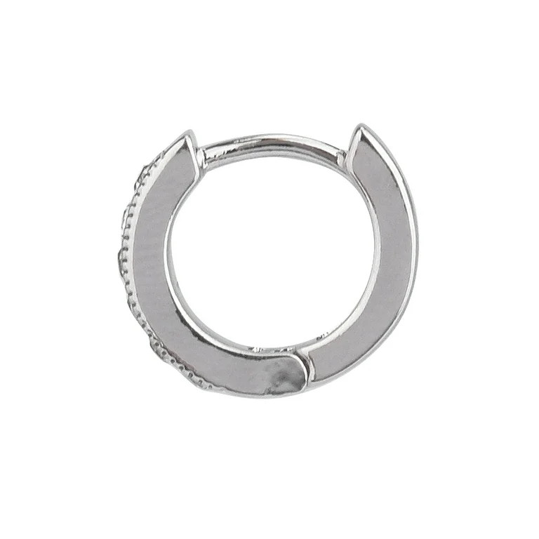 Time and Tru Adult Women's Silver Tone Crystal Huggie Metal Earring | Walmart (US)
