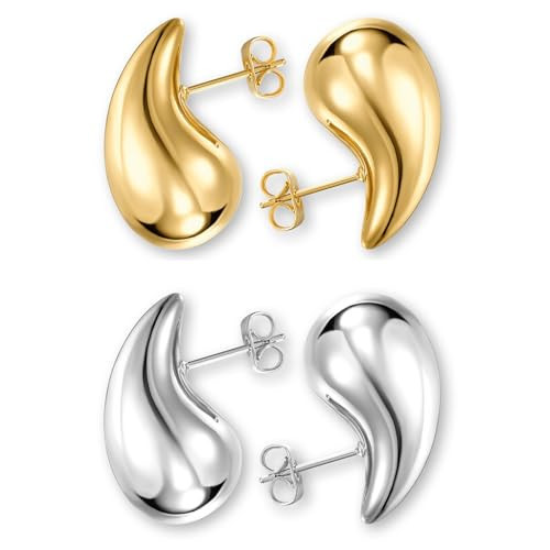 Teardrop Earrings Dupes for Women Gold Chunky Hoop Earring Dangle Earrings Water Drop Hypoallergenic Earring for Women | Amazon (US)