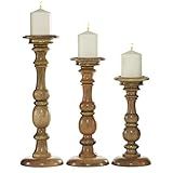 Deco 79 46761 Set of 3 Turned Column Wood Candlesticks, Brown, Medium | Amazon (US)
