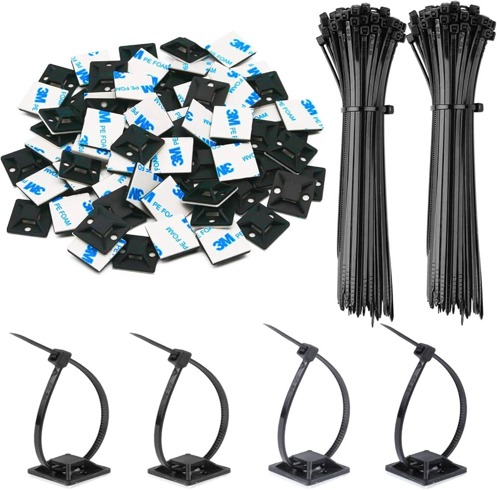 140 Pack 3/4" Zip Tie Adhesive Mounts Self Adhesive Cable Base Holders with Multi-Purpose Tie wir... | Amazon (US)