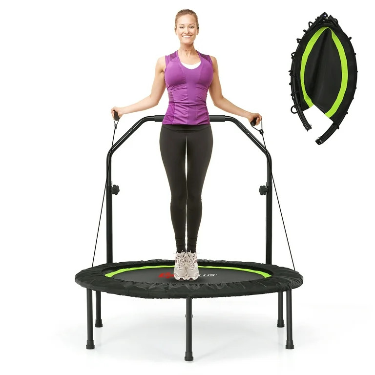 Costway 40'' Foldable Trampoline Fitness Rebounder with Resistance Bands Adjustable Home Green - ... | Walmart (US)