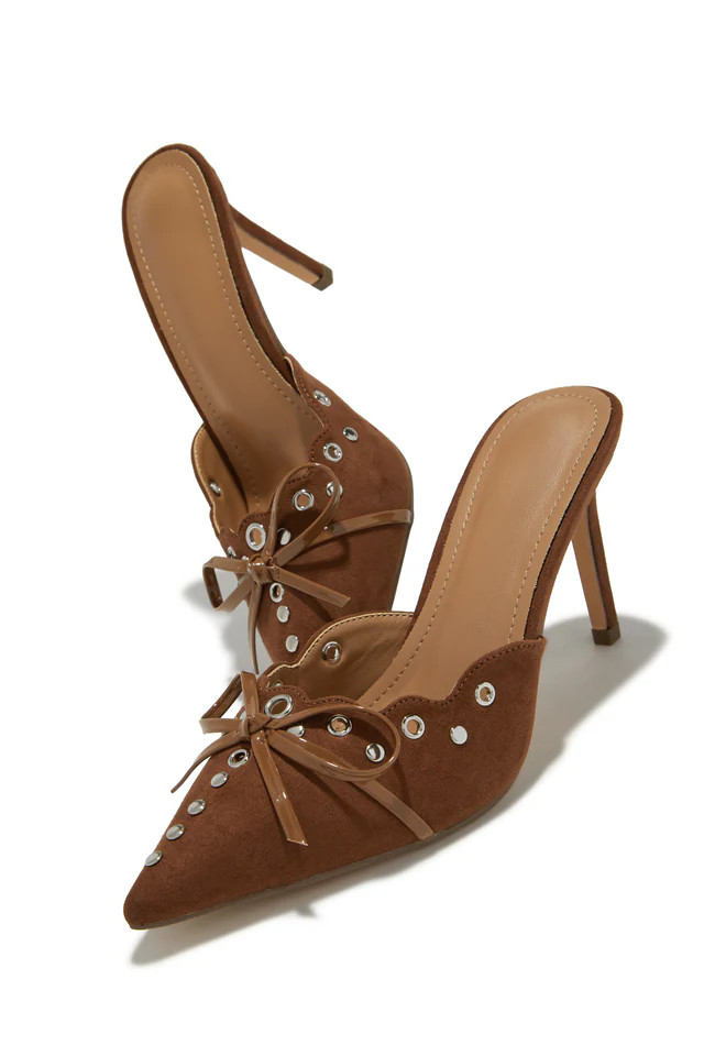 Miss Lola | Sylvia Brown Pump Heel Mules | MISS LOLA