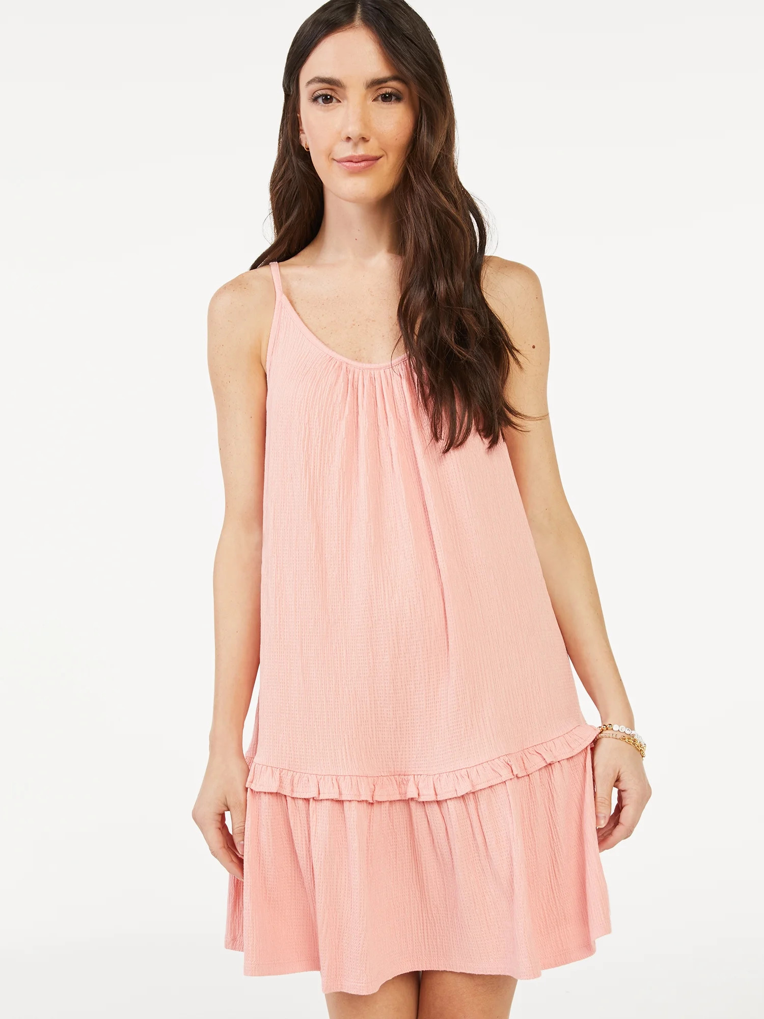 Scoop Women's Sleeveless Cami Ruffle Mini Sundress | Walmart (US)