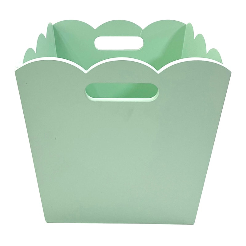 Scalloped Wood Storage Bin- Lt Green | At Home
