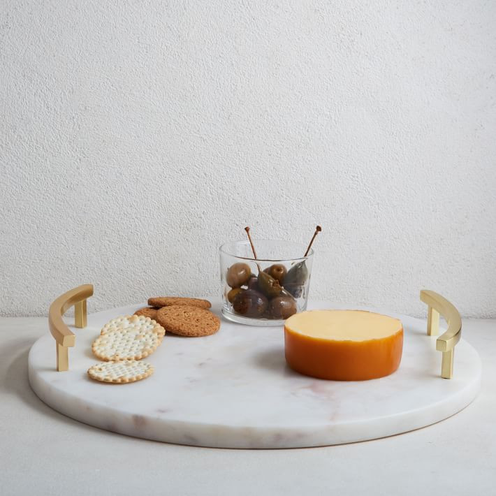 Marble + Brass Round Cheese Board | West Elm (US)